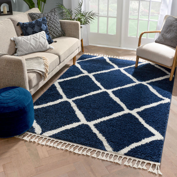 Well Woven Cabana Power Loom Performance Blue/White Rug & Reviews Wayfair